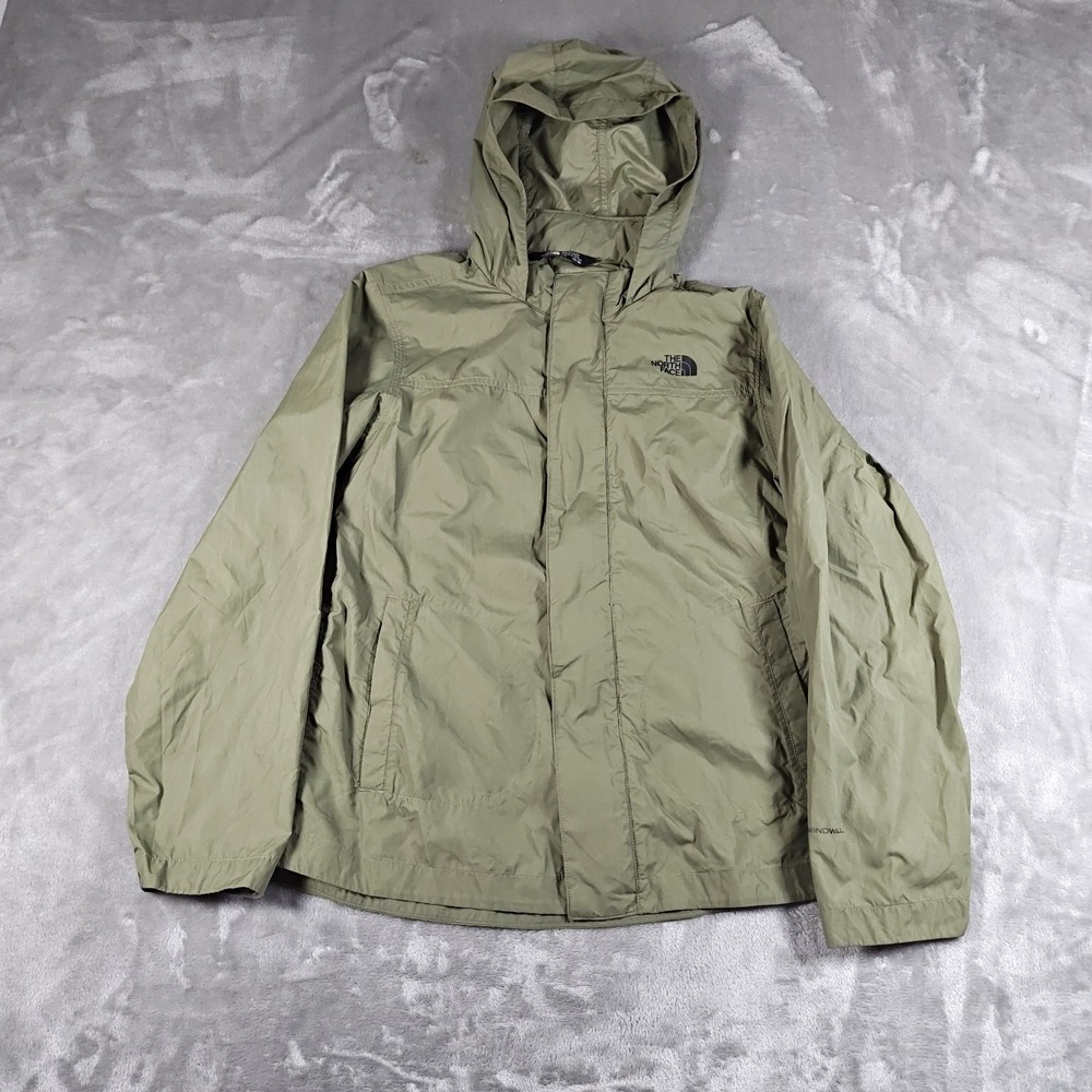 The North Face Jacket Girl Large 14 16 Green WindWall Hooded Full Zip Soft Shell